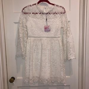 Chic Wish Laser Cut Floral Dress - S